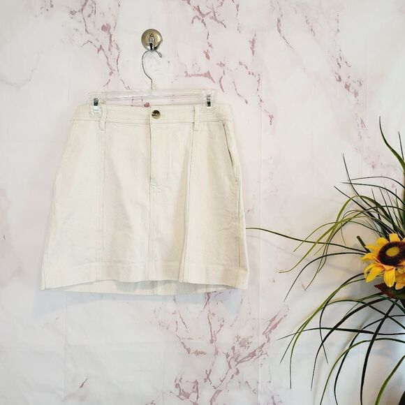 Madewell ivory cream color A line mini skirt with stretch! - Picture 4 of 6